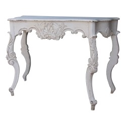Console de style Louis XV Napoléon III peint en blanc mat avec …