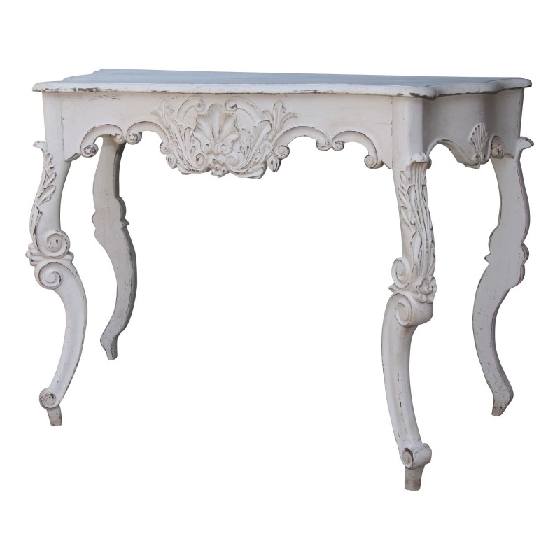 Console de style Louis XV Napoléon III peint en blanc mat avec … - Moinat - Consoles, Dessertes, Dos de canapé Console de style Louis XV Napoléon III peint en blanc mat avec … - Moinat - Consoles, Dessertes, Dos de canapé