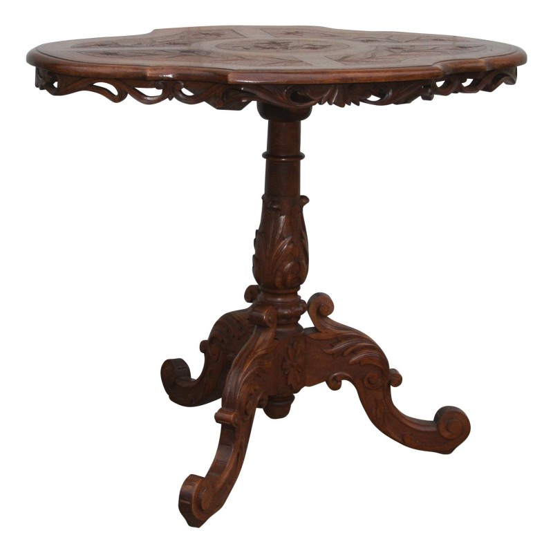 Table de Brienz en bois sculpté Edelweiss, en noyer avec … - Moinat - Tables de salle à manger Table de Brienz en bois sculpté Edelweiss, en noyer avec … - Moinat - Tables de salle à manger