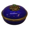 个银色金属圆形盒子，涂有蓝色和石头…… - Moinat - 箱, 瓮, 花瓶