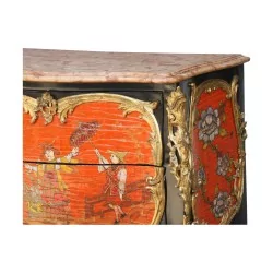 Commode Louis XV en laque de chine, modèle Migeon, dans le
