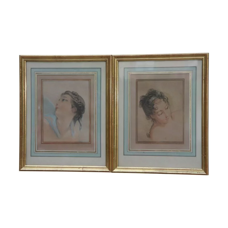 Pair of lithography engravings signed Boucher, with frame … - Moinat - Prints, Reproductions