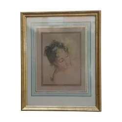 Pair of lithography engravings signed Boucher, with frame …