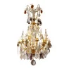 bronze chandelier and colored crystal pendant, grapes... - Moinat - Chandeliers, Ceiling lamps