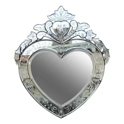 Venetian “Rosano” mirror in the shape of a heart.