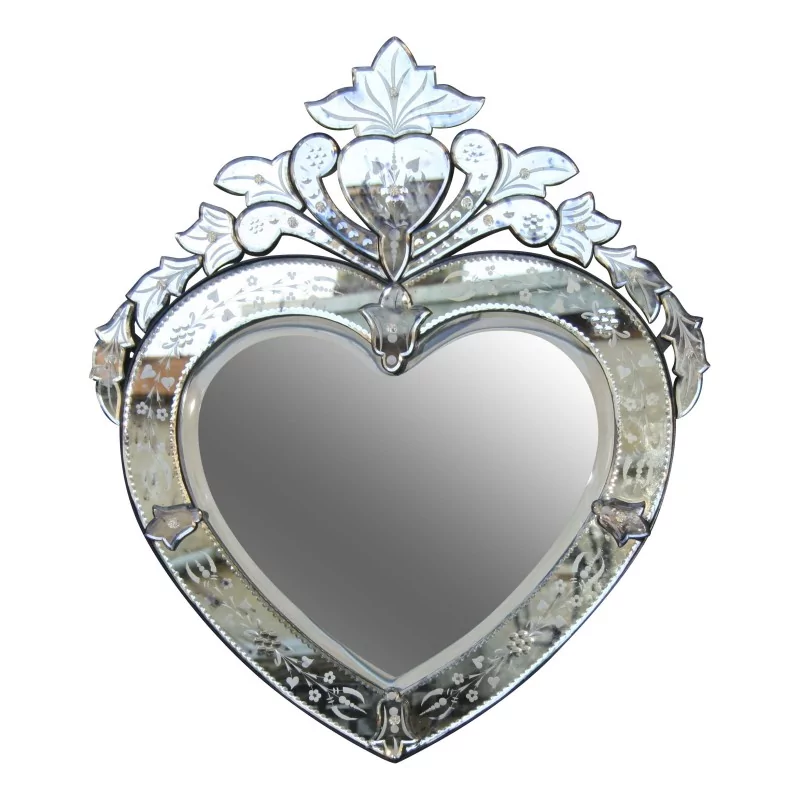 Venetian “Rosano” mirror in the shape of a heart. - Moinat - Mirrors