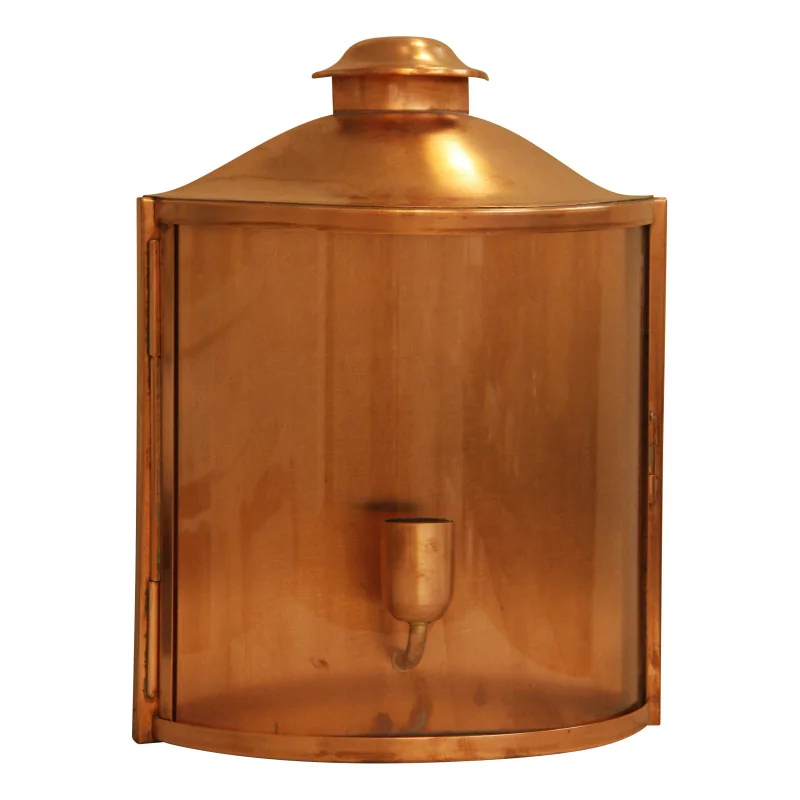 Half-moon lantern in raw copper with 1 light - Moinat - Wall lights, Sconces