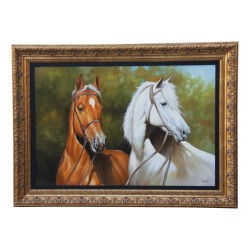 Table “Horses” with gilded wooden frame.