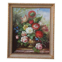 Oil painting “bouquet of flowers” with gilded wooden frame.