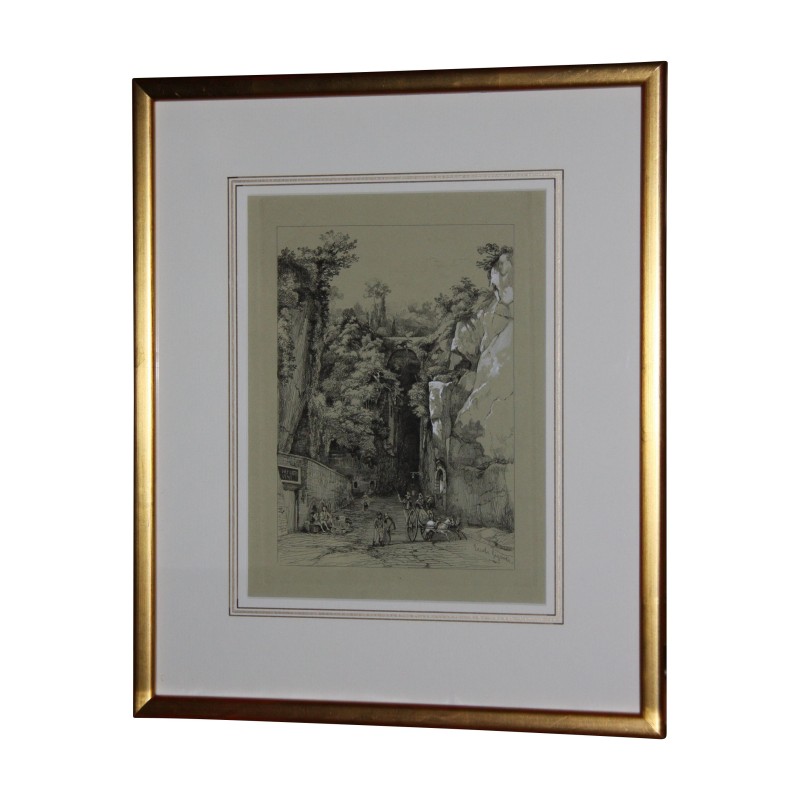 Gravure Napolitaine “Naples”, sous verre avec baguette en bois … - Moinat - Gravures Gravure Napolitaine “Naples”, sous verre avec baguette en bois … - Moinat - Gravures