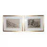 Pair of Indian ink engravings “Naples”, under glass with … - Moinat - VE2022/1