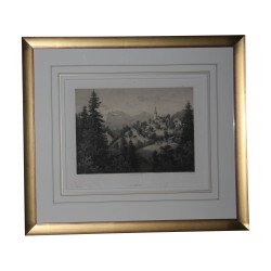Ensemble de 14 gravures “Vue Haute-Savoie” sous verre avec …