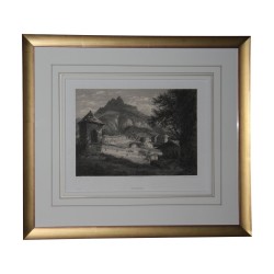 Ensemble de 14 gravures “Vue Haute-Savoie” sous verre avec …