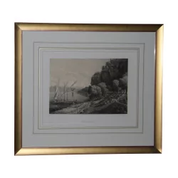 Set of 14 “View of Haute-Savoie” engravings under glass with …