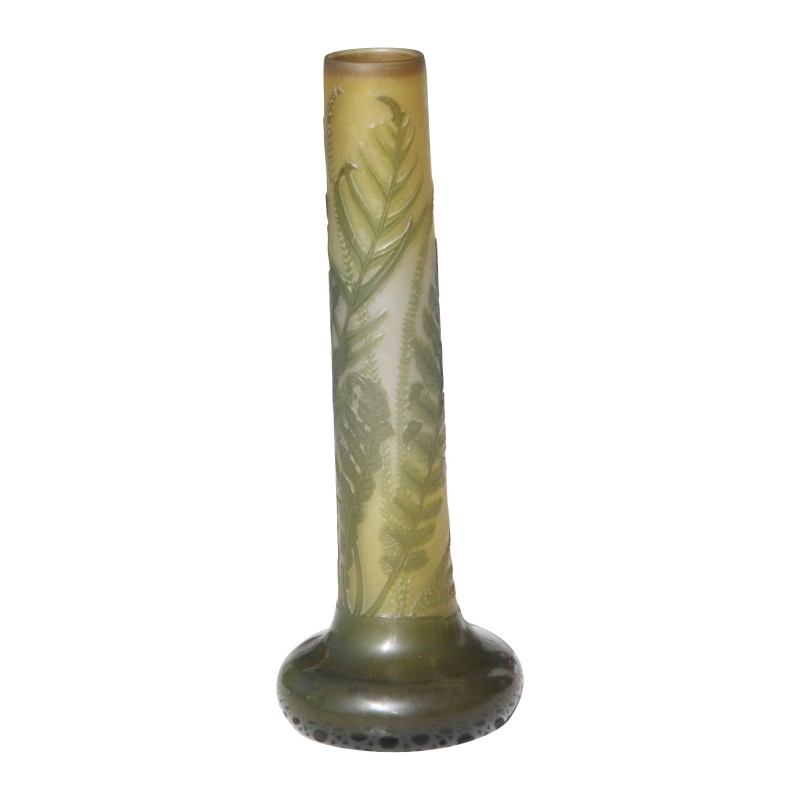 Vase, Soliflore, signiert Gallé, grüne und gelbe Farben, mit … - Moinat - Schachtel, Urnen, Vasen Vase, Soliflore, signiert Gallé, grüne und gelbe Farben, mit … - Moinat - Schachtel, Urnen, Vasen
