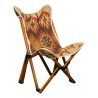 Fauteuil Butterfly pliable avec bâche en lin et cuir, toile … - Moinat - Fauteuils
