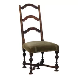 Louis XIII chair with crosspiece backrest and turned legs...
