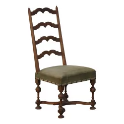 Louis XIII chair with crosspiece backrest and turned legs...