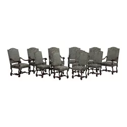 Series of 12 large seats (6 armchairs and 6 chairs)