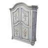 Armoire peinte blanc avec décor floral, dessus chapeau de … - Moinat - Armoires