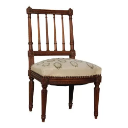 Louis XVI Henri II fireside chair in walnut and back with …