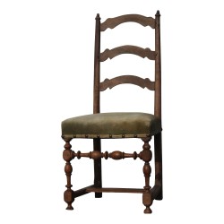 Louis XIII chair with crosspiece backrest and turned legs...
