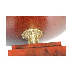 Pair of cups in enamelled sheet metal in red gold painted on …