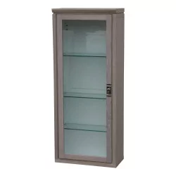 Wall showcase shelf with 1 glass door and glass shelves …