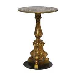 Pedestal table with marble marquetry top with belt …
