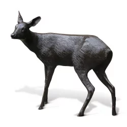 bronze statue of a doe (goat).