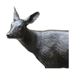bronze statue of a doe (goat).