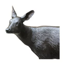 Statue en bronze de biche (chevrette).