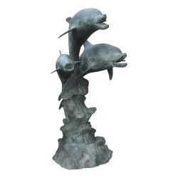 bronze fountain representing 3 dolphins.