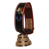 Cloche en bronze avec courroie bétail en cuir noir brodé Croix - Moinat - Accessoires de décoration