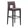 bar stool in satin beech, seat covered in leather … - Moinat - Bar stools