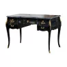Louis XV flat desk with 5 drawers, curved face, wood and leather... - Moinat - Desks