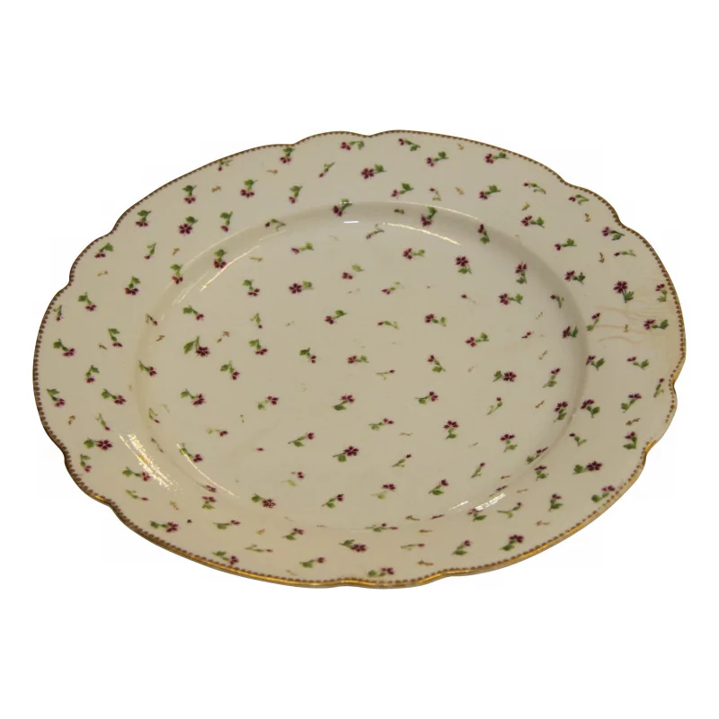 Grand plat en porcelaine Vieux Nyon avec décor Myosotis. 18ème … - Moinat - Porcelaine