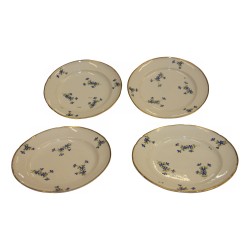 Set of 4 plates with cornflower decoration and golden edge, Old …