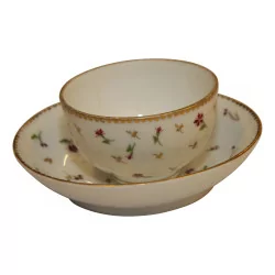 Old Nyon cup and saucer with forget-me-not decor. 18th century