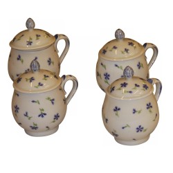 Ensemble de 4 pots à crème, Vieux Nyon avec couvercle. 18ème …