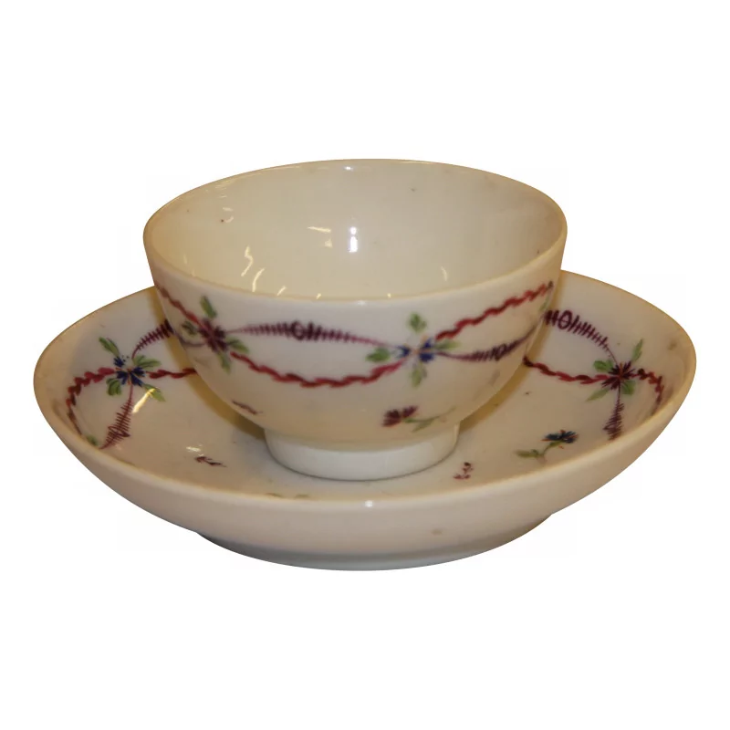 Tasse avec sous tasse décor floral en porcelaine … - Moinat - Porcelaine