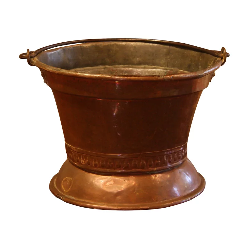 Seille en cuivre avec poignées. 20ème siècle - Moinat - Accessoires de cheminée