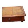 flat mahogany desk, tan leather top, 4 corners... - Moinat - Desks