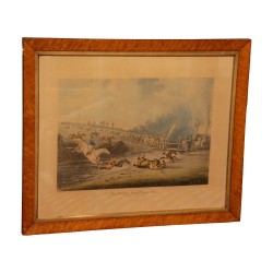 Set of 4 engravings “Horse race” under glass with …