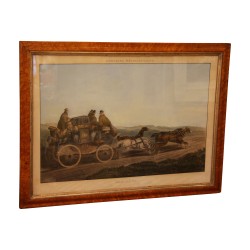 Glasgravur mit Holzrahmen, „Aufwachen“ …