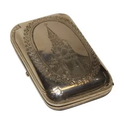 Boite russe en argent (gravure église orthodoxe) et argent