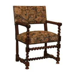 кокетливое кресло Людовика XIII из орехового дерева с подлокотником, …