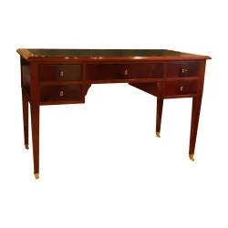Directoire desk in mahogany wood with leather writing desk