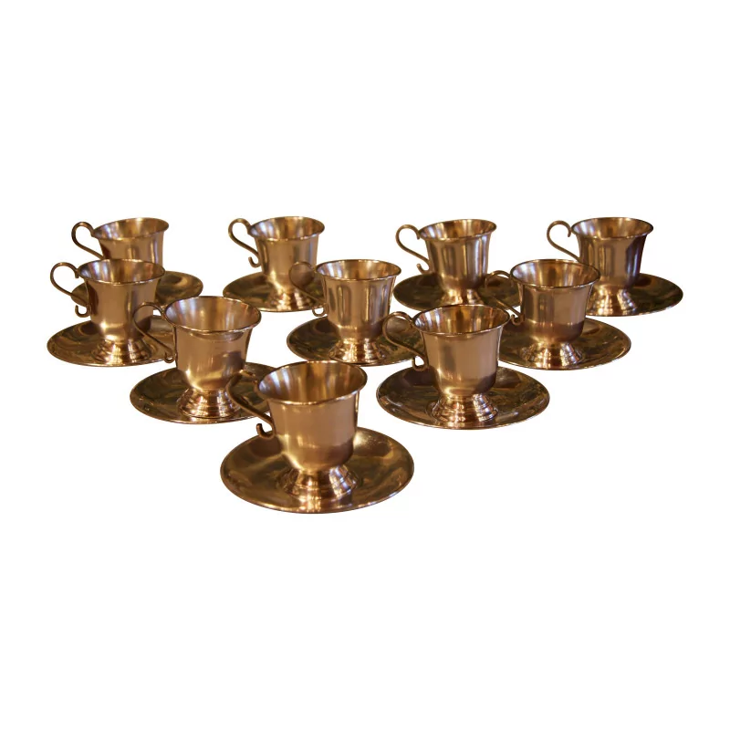 Set of 10 cups and saucers in 925 Sterling silver (112 … - Moinat - Silverware