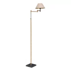 Gelenk-Stehlampe ANGELO mit Lampenschirm aus vergoldetem Metall …